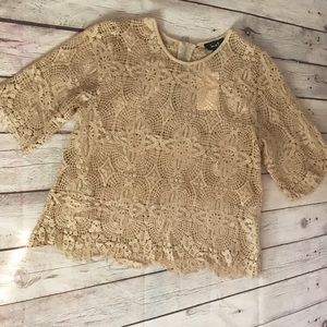 NWT Love J lace top M beige